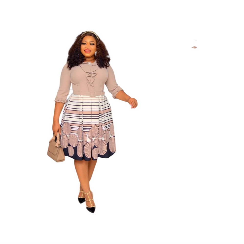 Women Floral Belted Multicolor Knee-length Dress